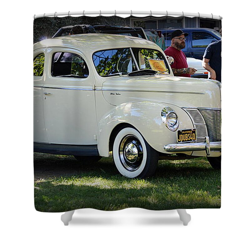 Car Shower Curtain featuring the photograph 1940 Ford Coupe Deluxe by AJ Schibig