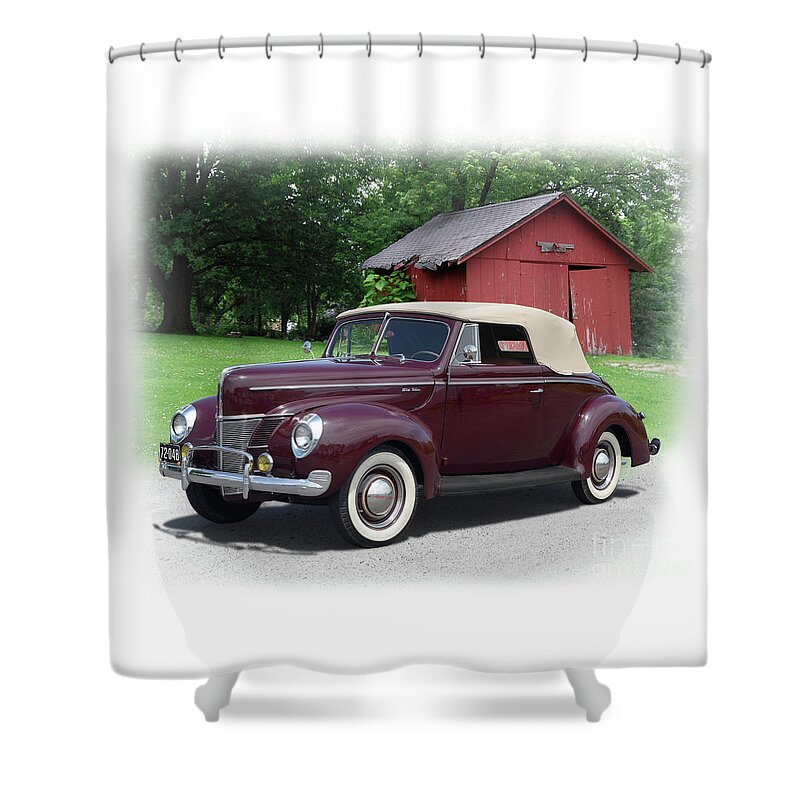 1940 Shower Curtain featuring the photograph 1940 Ford Deluxe Convertible by Ron Long