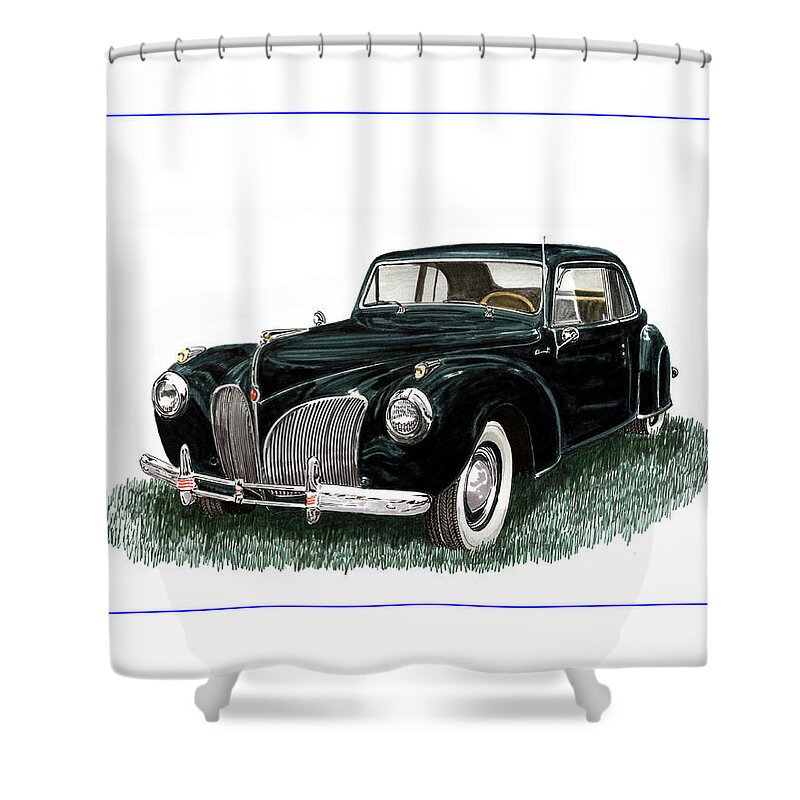 Framed Prints Of Lincoln Continentals. Framed Canvas Prints Of Art Of Famous Lincoln Cars. Framed Prints Of Lincoln Car Art. Framed Canvas Prints Of Great American Classic Cars Shower Curtain featuring the painting 1941 Lincoln Continental MK 1 by Jack Pumphrey