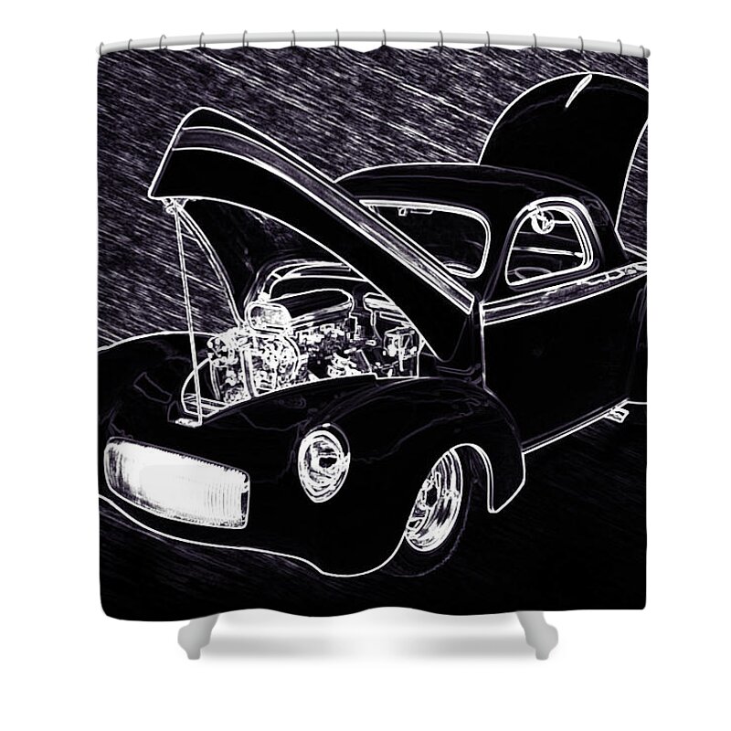 1941 Willys Coope Shower Curtain featuring the photograph 1941 Willys Coope Classic Car Drawing 1242.01 by M K Miller