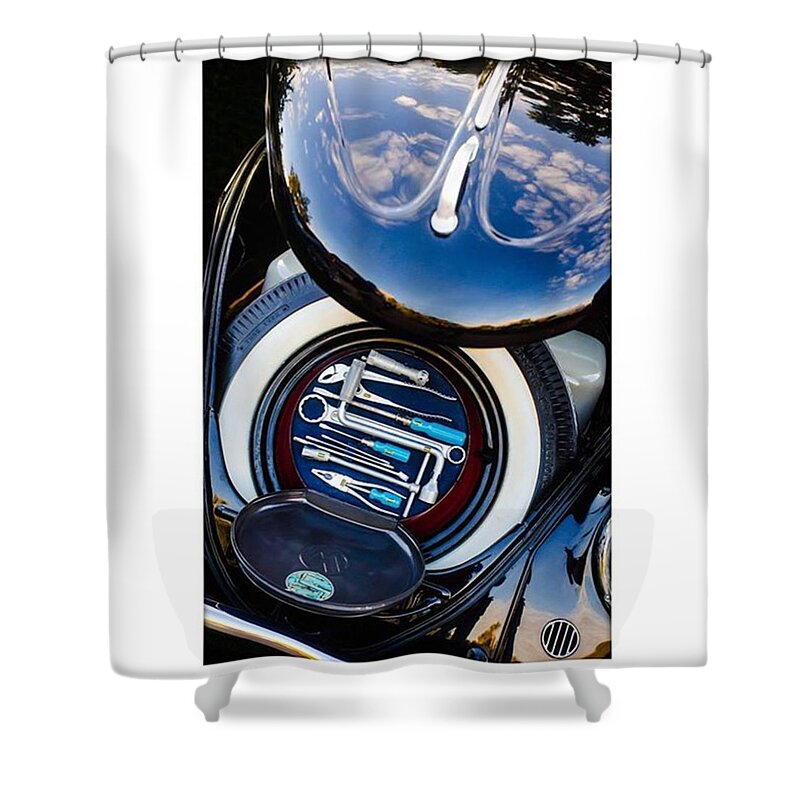 Volkswagen Shower Curtain featuring the photograph 1949 Volkswagen Tool Kit by Jill Reger