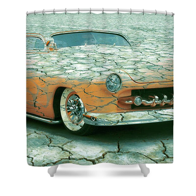 1950 Shower Curtain featuring the photograph 1950 Mercury coupe mirage 2 by Steve McKinzie
