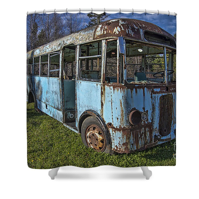 City Bus Shower Curtain featuring the photograph 1950's City Bus by Alana Ranney
