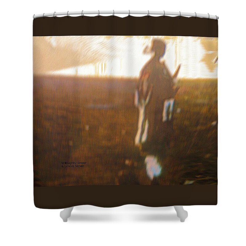 Abstract Shower Curtain featuring the digital art 1950's - Pow Wow Maiden by Lenore Senior