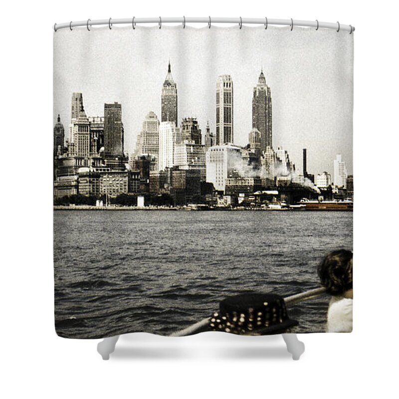 1951 Shower Curtain featuring the photograph 1951 Lower Manhattan NY Vintage 2 by Marilyn Hunt