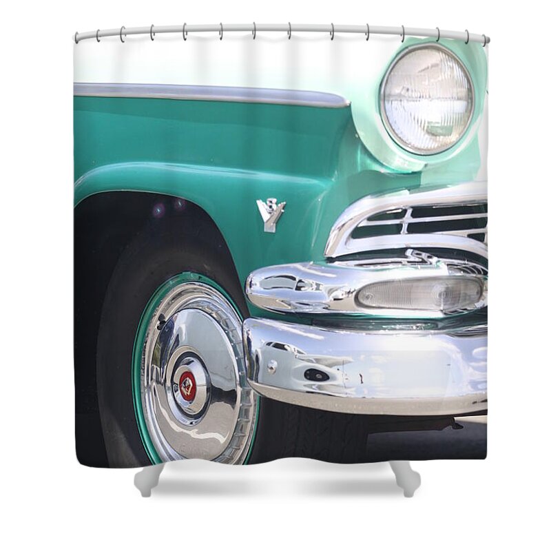 1956 Shower Curtain featuring the photograph 1956 Ford Classic Car by Jeff Floyd CA