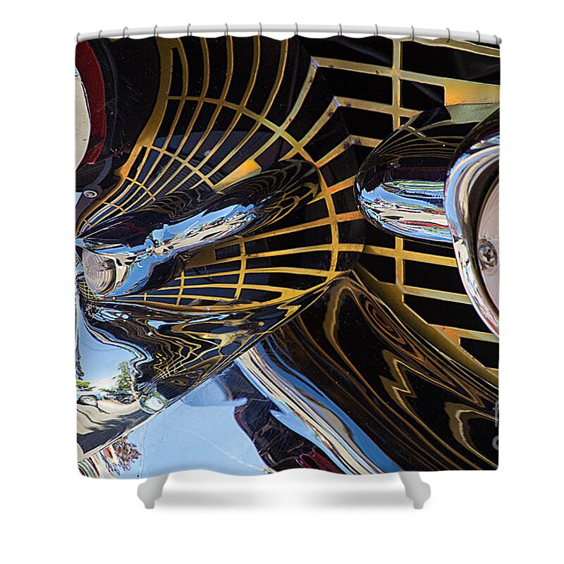 Images Shower Curtain featuring the photograph 1957 Chevy Bel Air Grill Abstract 1 by Rick Bures