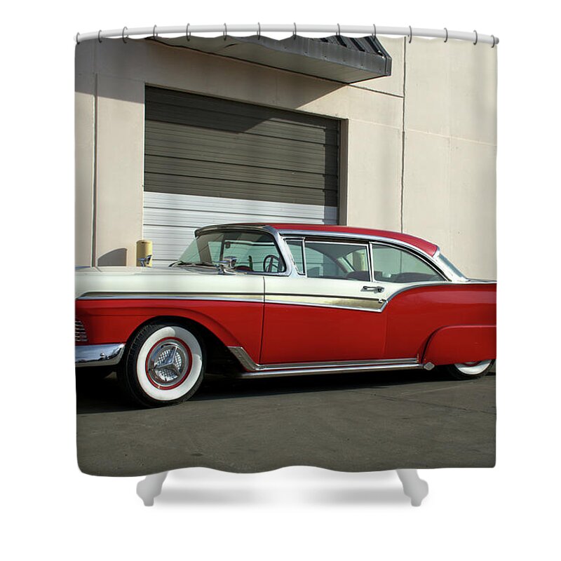 1957 Shower Curtain featuring the photograph 1957 Ford Fairlane Custom by Tim McCullough