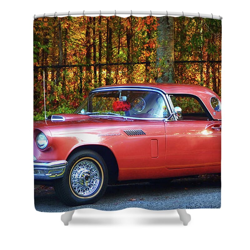 Transportation Shower Curtain featuring the photograph 1957 Thunderbird 003 by George Bostian
