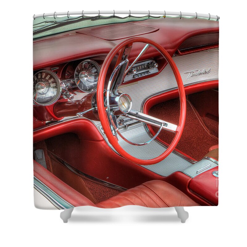 1962 Shower Curtain featuring the photograph 1962 Thunderbird Dash by Jerry Fornarotto