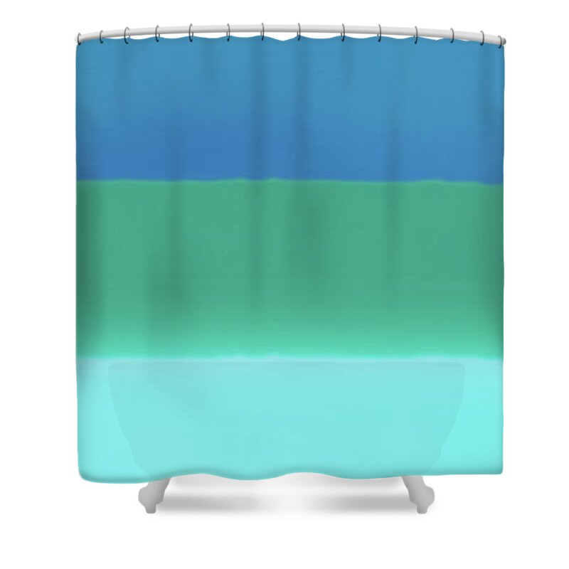 Holt Shower Curtain featuring the digital art 1966 Bands in Blues and Greens by David Smith