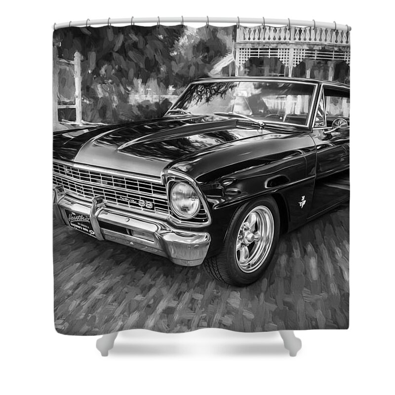 1967 Chevrolet Shower Curtain featuring the photograph 1967 Chevrolet Nova Super Sport Painted BW 1 by Rich Franco