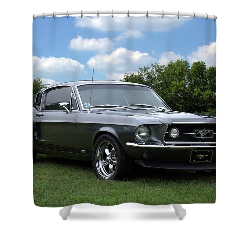 1967 Mustang Shower Curtain featuring the photograph 1967 Mustang Fast Back by Tim McCullough