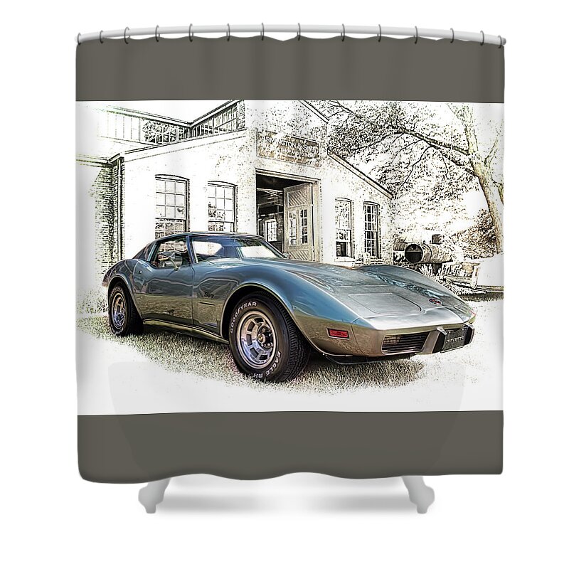 1976 Shower Curtain featuring the photograph 1976 Corvette Stingray by Susan Rissi Tregoning