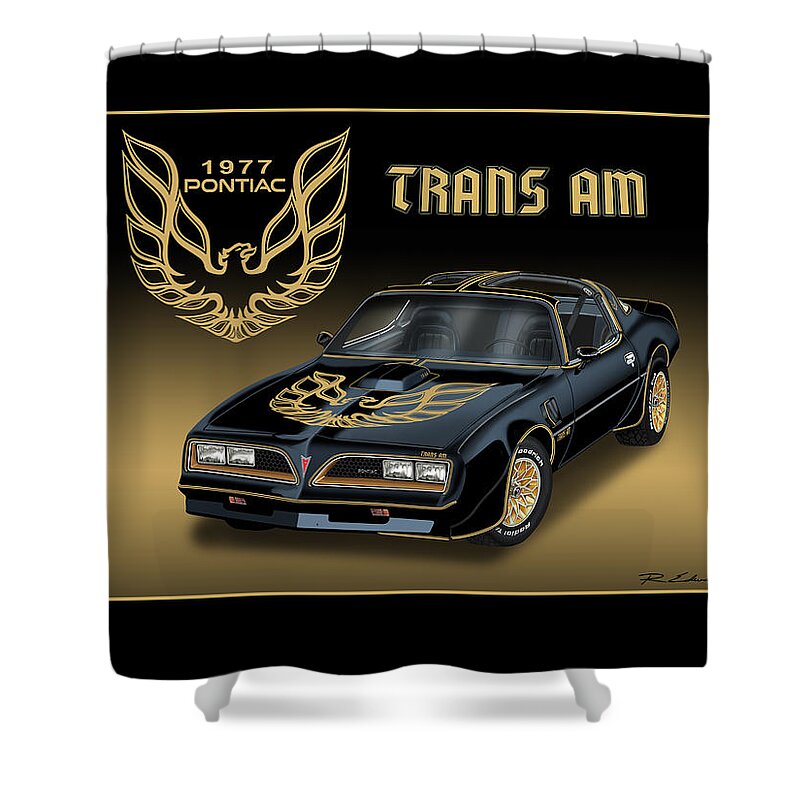 Pontiac Shower Curtain featuring the painting 1977 Pontiac Trans AM Bandit by Rudy Edwards