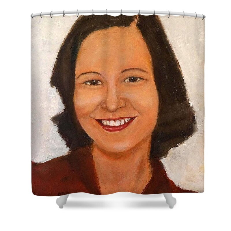 Woman Shower Curtain featuring the painting 1980 Portrait by Deborah D Russo