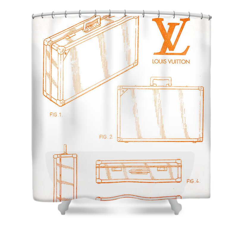 1986 Louis Vuitton Suitcase Patent 2 Shower Curtain for Sale by Nishanth Gopinathan