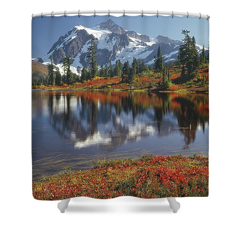 1m4208 Shower Curtain featuring the photograph 1M4208 Mt. Shuksan and Picture Lake by Ed Cooper Photography