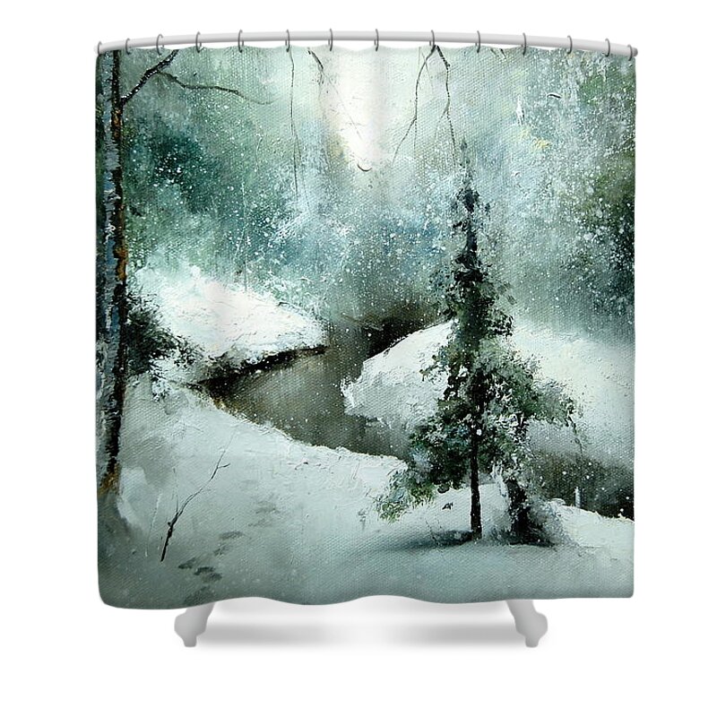 Russian Artists New Wave Shower Curtain featuring the painting 1st of January by Igor Medvedev