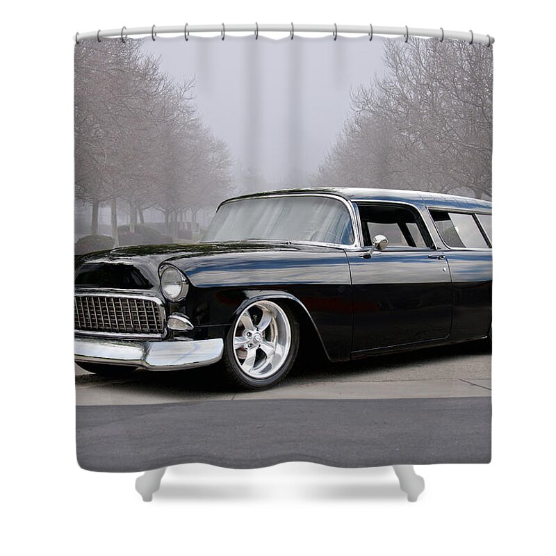 Auto Shower Curtain featuring the photograph 1955 Chevrolet Nomad Wagon #3 by Dave Koontz