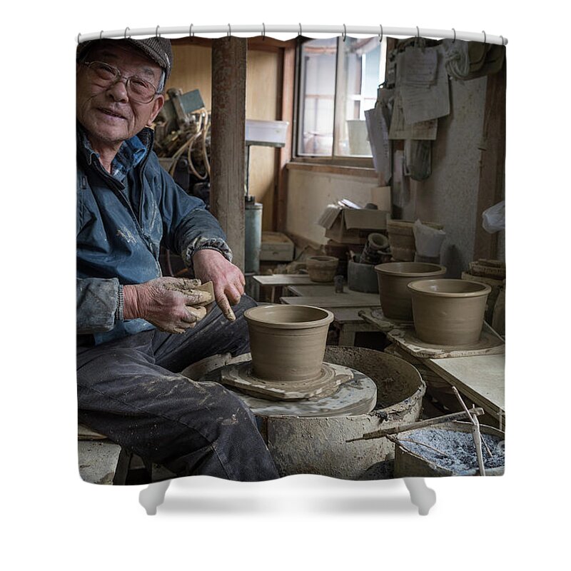 Pottery Shower Curtain featuring the photograph A Village Pottery Studio, Japan by Perry Rodriguez