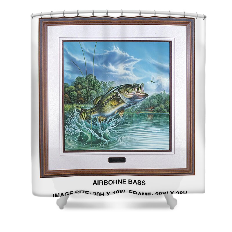 Airborne Bass Shower Curtain featuring the painting Airborne Bass by JQ Licensing