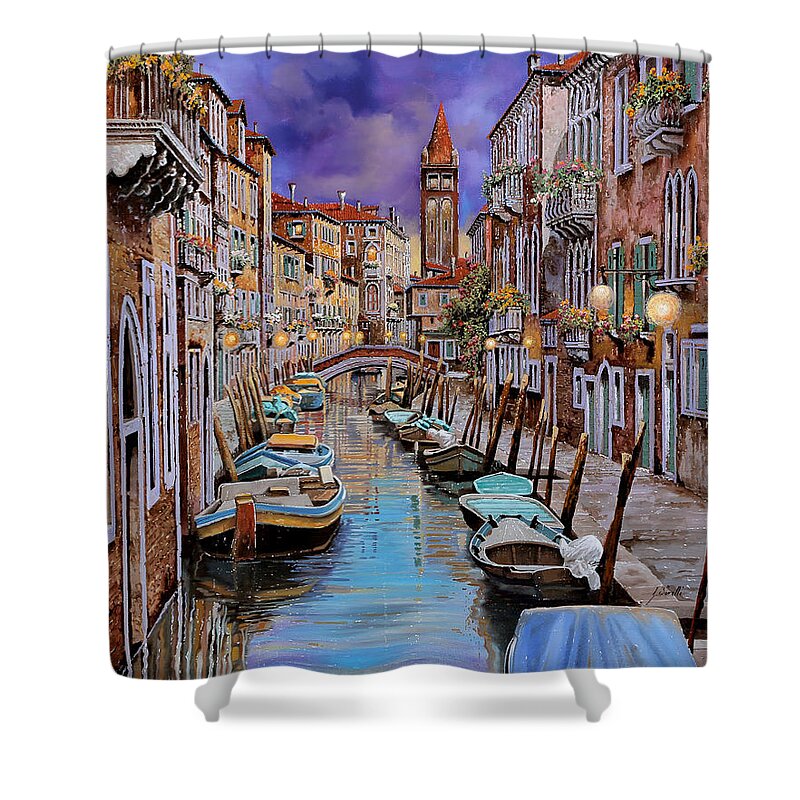 Venezia Shower Curtain featuring the painting Quasi L'alba by Guido Borelli