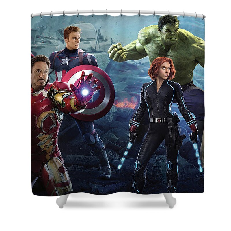 Avengers Age Of Ultron Shower Curtain featuring the digital art Avengers Age of Ultron #2 by Maye Loeser