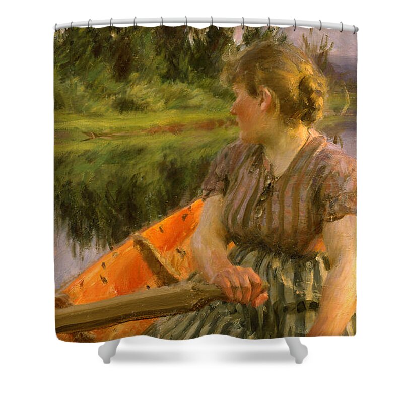 Anders Zorn Shower Curtain featuring the painting Boating #2 by Anders Zorn