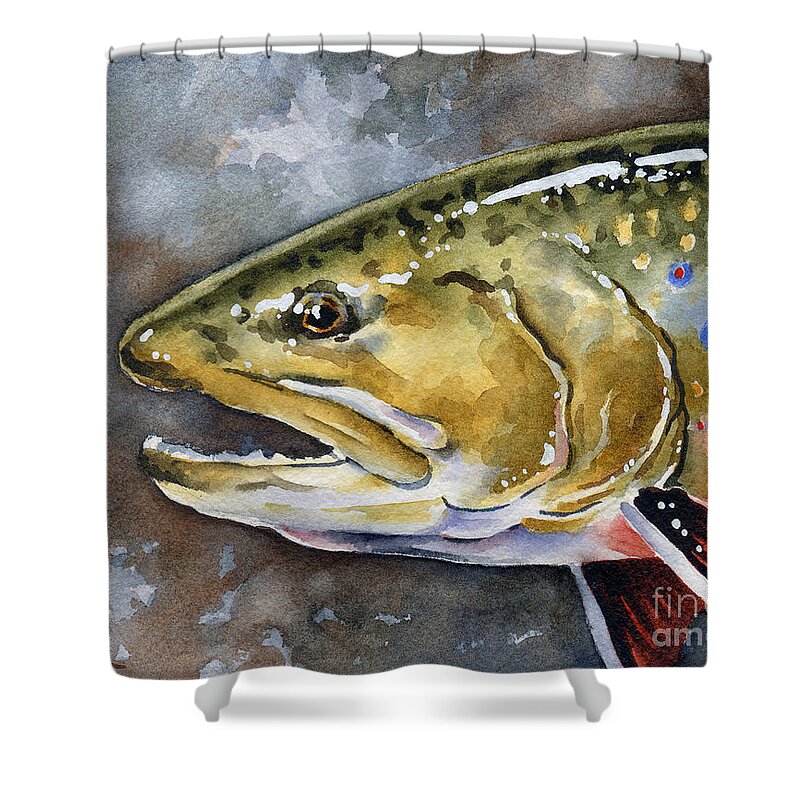 Brook Trout Shower Curtain featuring the painting Brook Trout by David Rogers