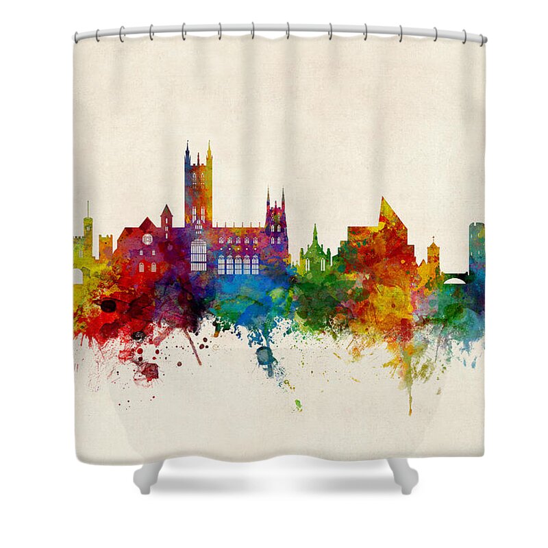 City Shower Curtain featuring the digital art Canterbury England Skyline by Michael Tompsett