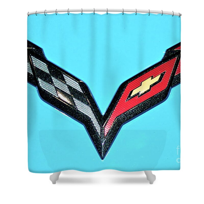 Chevy Shower Curtain featuring the photograph Chevy emblem #3 by Pamela Walrath
