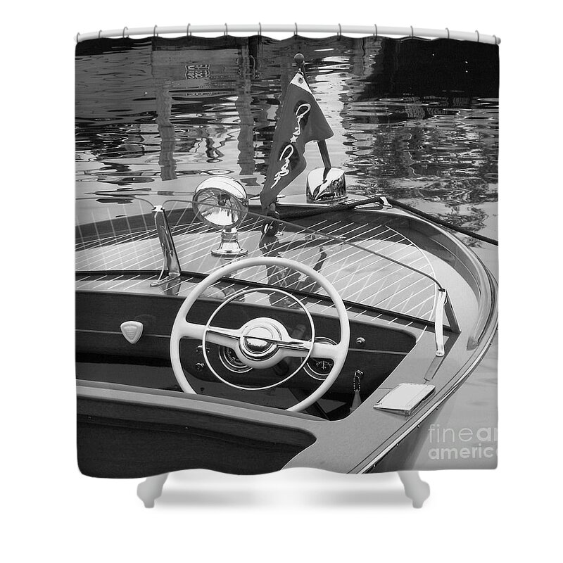 Chris Craft Shower Curtain featuring the photograph 1950's Sportsman by Neil Zimmerman