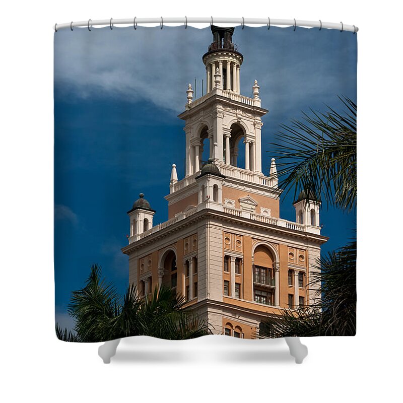 Biltmore Shower Curtain featuring the photograph Coral Gables Biltmore Hotel Tower by Ed Gleichman