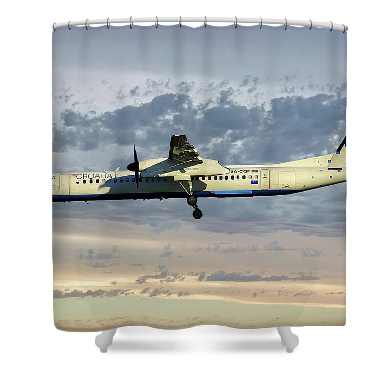 Croatia Shower Curtain featuring the photograph Croatia Airlines Bombardier Dash 8 Q400 by Smart Aviation