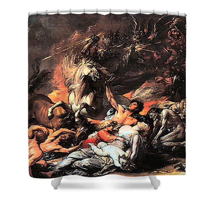 Benjamin West Shower Curtain featuring the painting Death On A Pale Horse #2 by Benjamin West