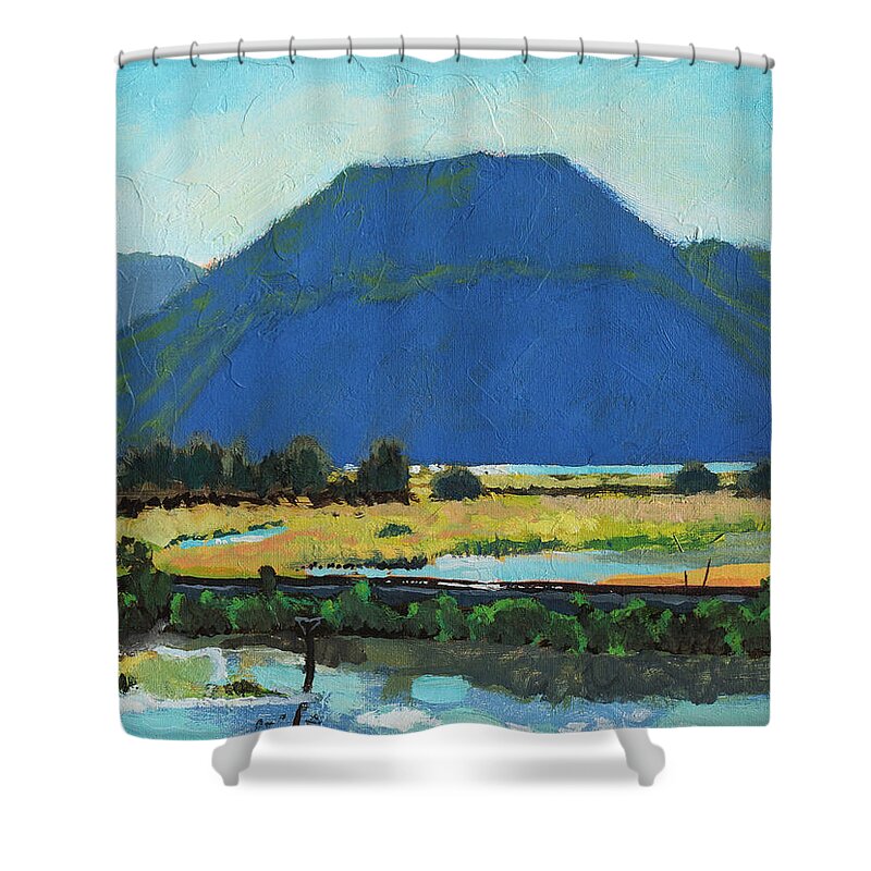 Derr Shower Curtain featuring the painting Derr Mountain #2 by Robert Bissett