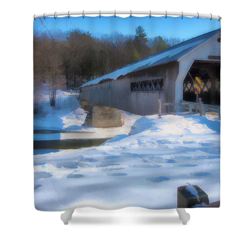 Williamsville Vermont Shower Curtain featuring the photograph Dummerston Bridge #2 by Tom Singleton