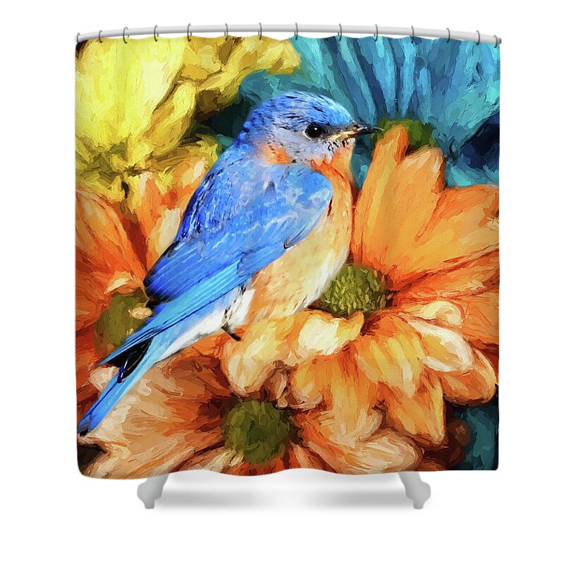 Bluebird Shower Curtain featuring the painting Eastern Bluebird by Tina LeCour