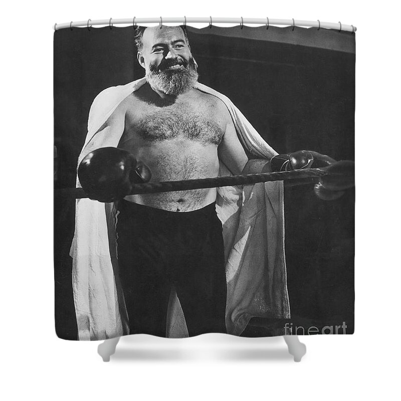 1944 Shower Curtain featuring the photograph Ernest Hemingway #1 by Granger