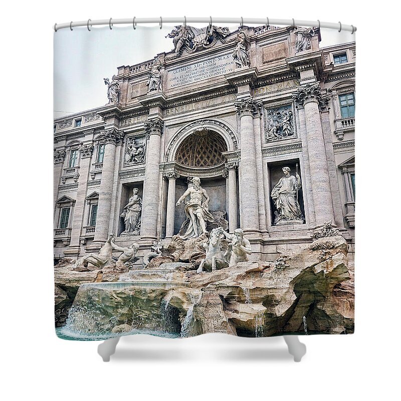 Fountain Shower Curtain featuring the photograph Evening At The Trevi Fountain In Rome Italy #2 by Rick Rosenshein
