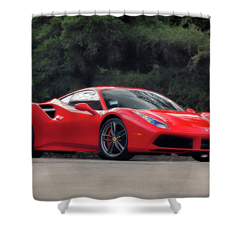 Ferrari Shower Curtain featuring the photograph #Ferrari #488GTB #2 by ItzKirb Photography