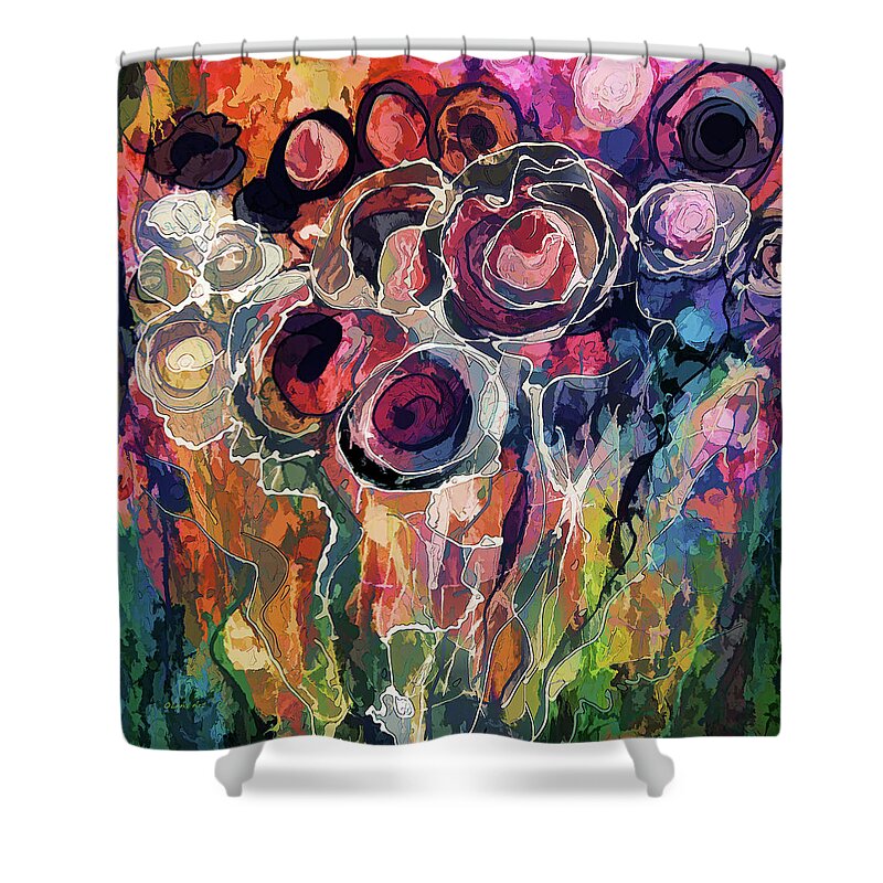 Modern Shower Curtain featuring the digital art Floral Abstract #2 by OLena Art
