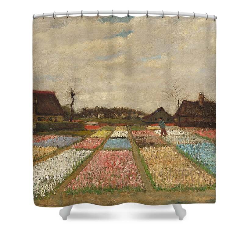 Tulip Shower Curtain featuring the painting Flower Beds in Holland by Vincent Van Gogh