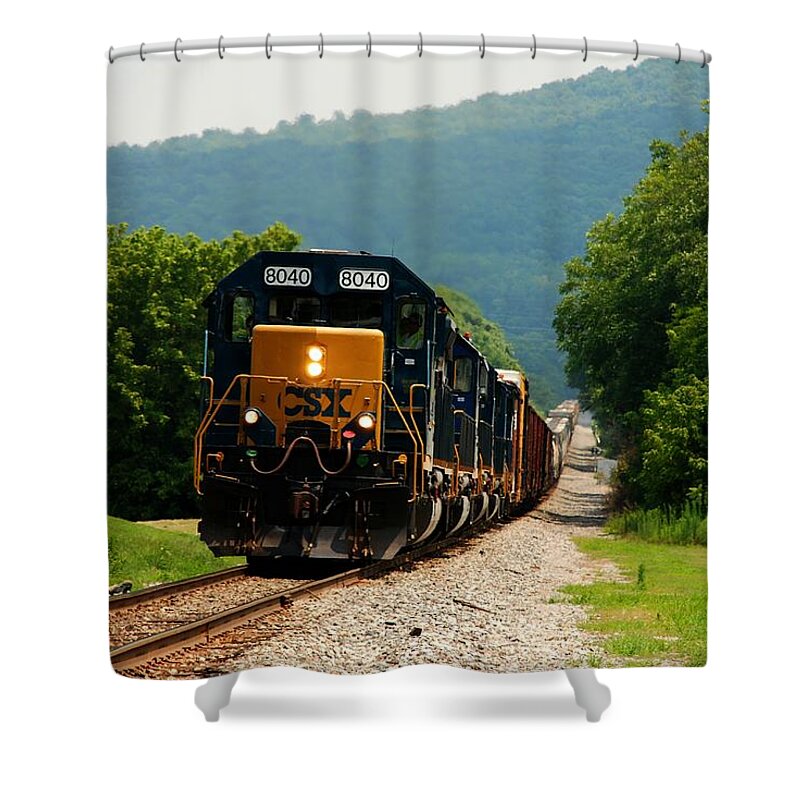 Train Shower Curtain featuring the photograph Freight Train by Kenny Glover