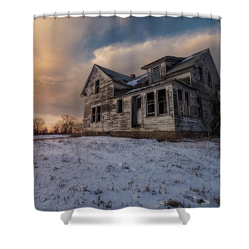 Sky Shower Curtain featuring the photograph Frozen and Forgotten #2 by Aaron J Groen