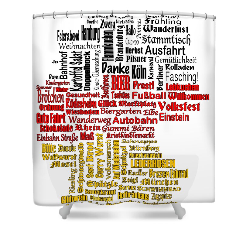Germany Shower Curtain featuring the digital art Germany Map #2 by Shirley Radabaugh