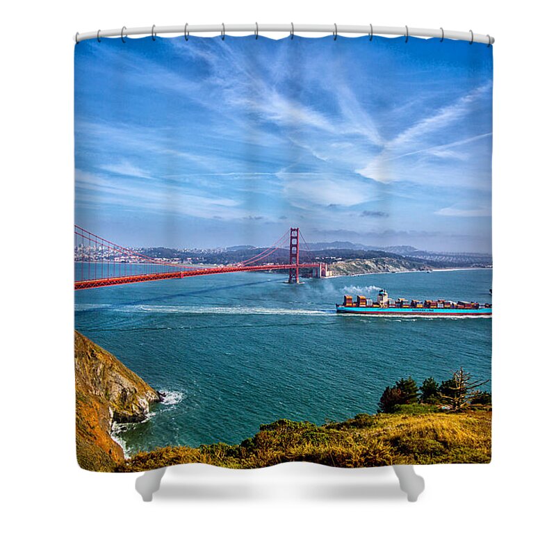 Golden Gate Bridge Shower Curtain featuring the photograph Golden Gate Bridge by Lev Kaytsner