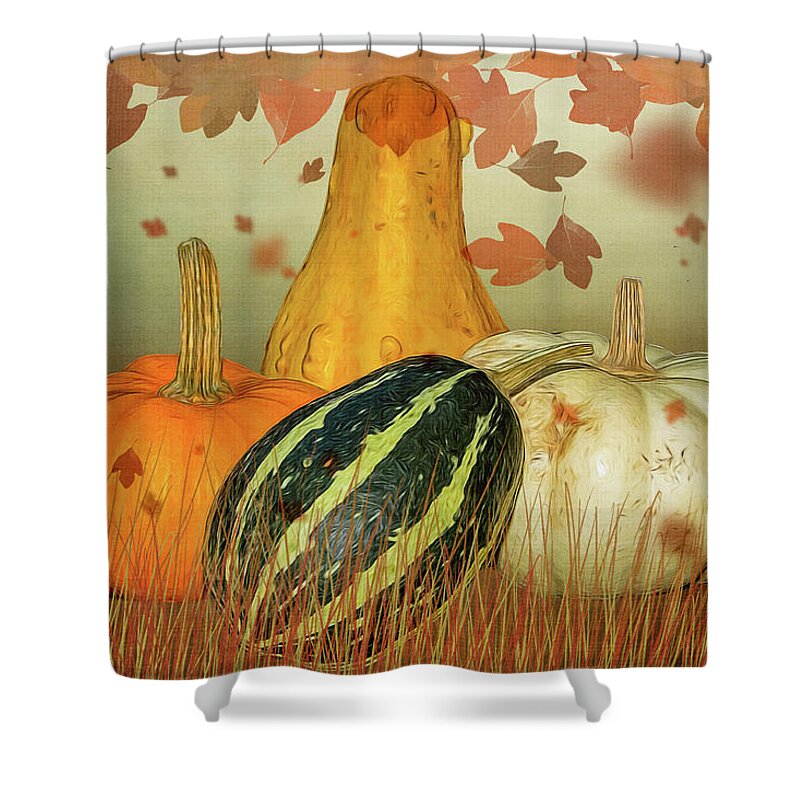 Pumpkins Shower Curtain featuring the photograph Harvest Time by Cathy Kovarik
