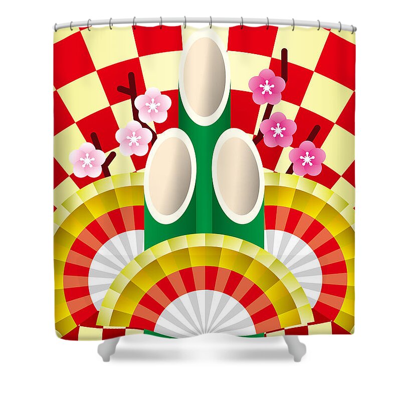  Shower Curtain featuring the digital art Japanese Newyear Decoration #2 by Moto-hal